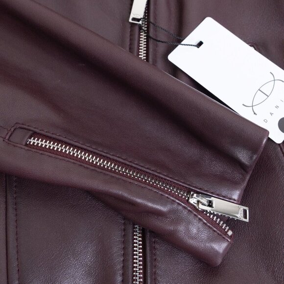 DANIER Juliette Genuine Leather Moto Jacket in Bordeaux - Picture 7 of 15